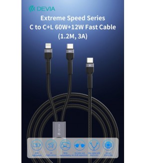 Cavo Carica rapida da C a C+L 60W+12W 1,2 Metri 3 Amper