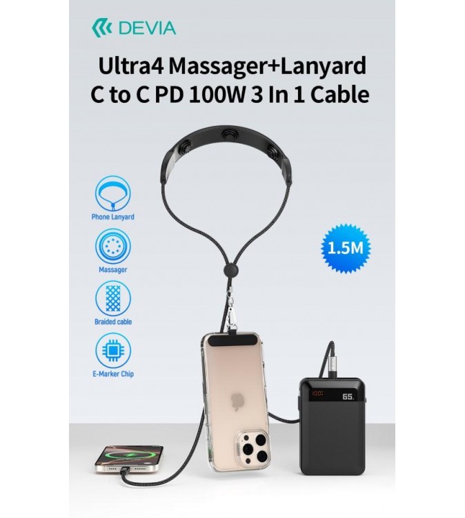 Cavo PD 100W Tipo-C con Massaggiatore e tracolla portatelefono