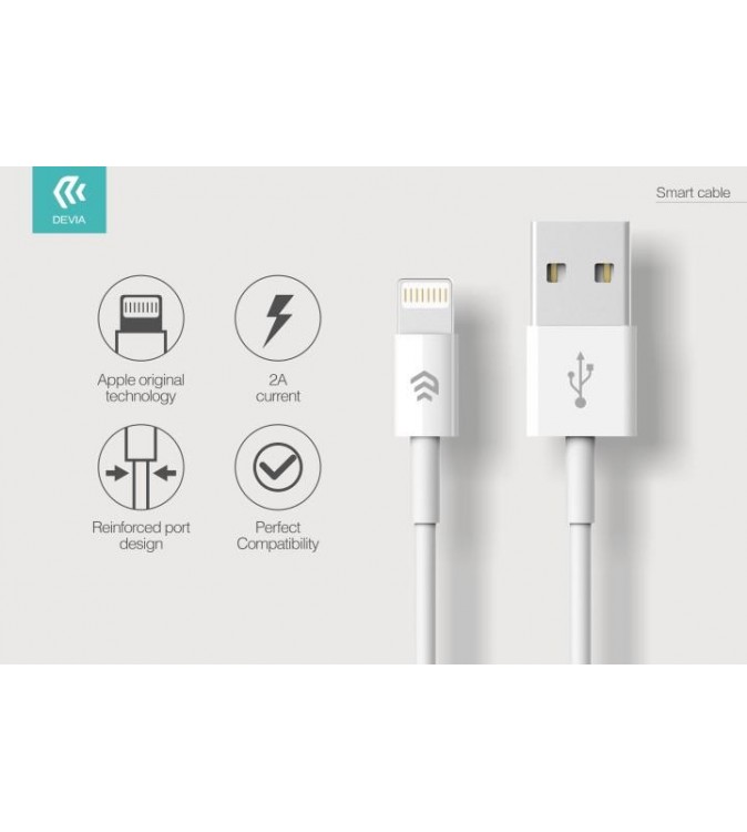 Cavo Dati Carica Lightning iPhone e iPad IOS 1 metro Bianco