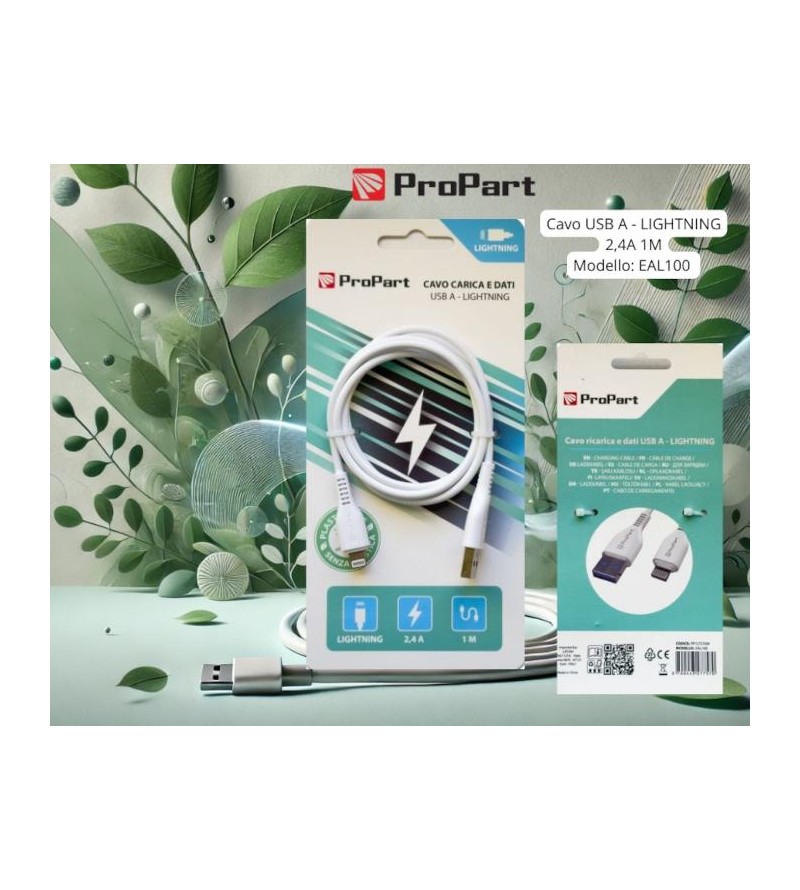 Cavo Lightning Apple 5V 2.4A 1mt Carica e dati Bianco