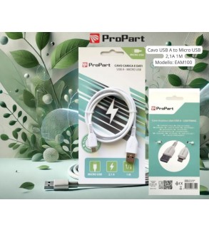 Cavo Carica e Dati Micro Usb 2.1 A. Lunghezza 1 metro Bianco