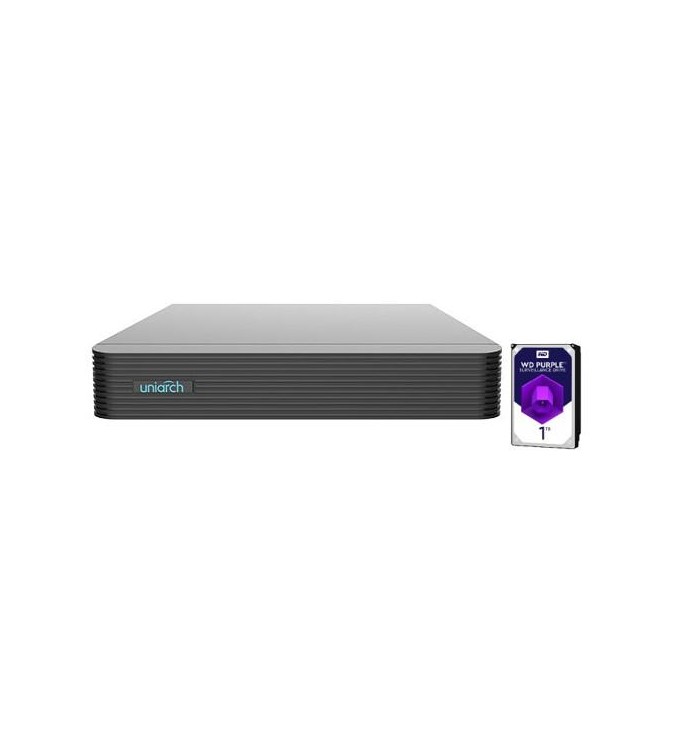 NVR Uniarch 4 Canali 8 Megapixel, senza Poe,1 HardDisk 1TB