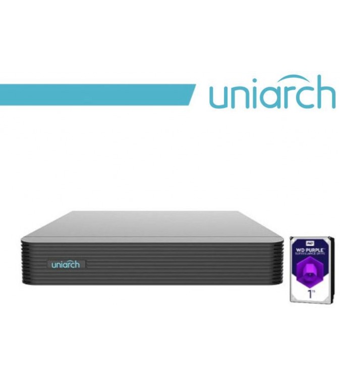 NVR Uniarch 10 Canali 8 Megapixel, senza PoE,1 HardDisk 1TB