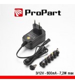 Alimentatore Switching Multitensione 3-12V 600mA 7.2W max