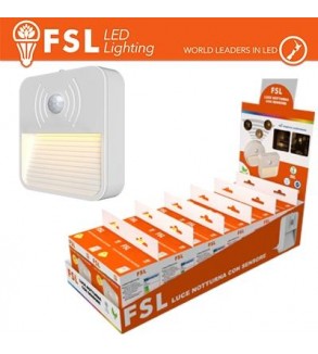 Luce notturna quadrata con sensore di movimento bispina con espositore