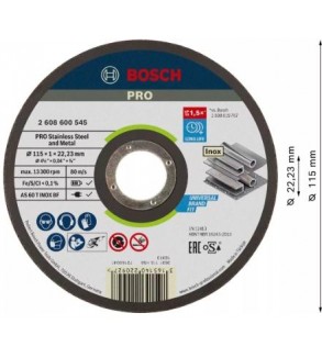 2608600545,Mola da taglio Expert for Inox piana Rapido  115x1 mm