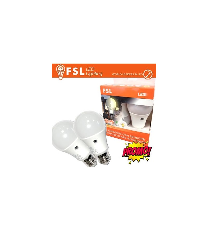 Lampada LED con Doppio Sensore Crepuscolare 9W 3000K - Confezione 2PACK