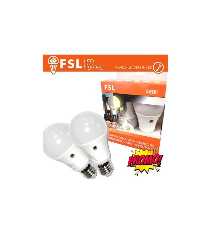 Lampada LED con Doppio Sensore Crepuscolare 9W 3000K - Confezione 2PACK