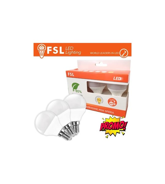 Lampada Mini Sfera E14: Confezione PROMO 3PACK - 6W 4000K