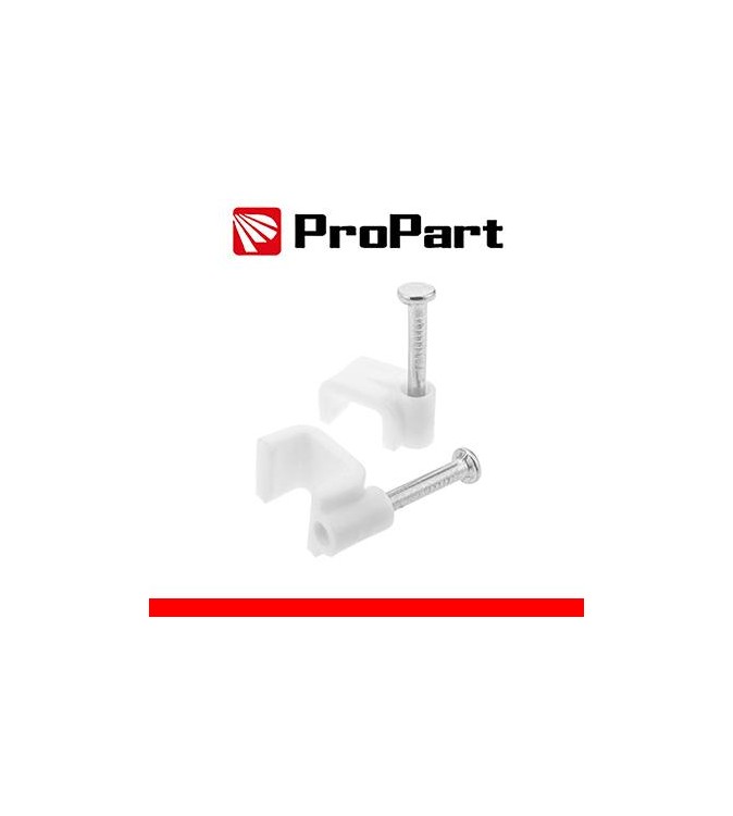 Clip con chiodini con fermacavo piatto 5mm bianco 100pz