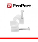 Clip con chiodini con fermacavo tondo 6mm bianco 100pz