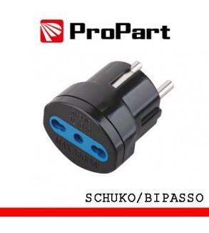 Adattatore bipasso spina schuko nero polybag