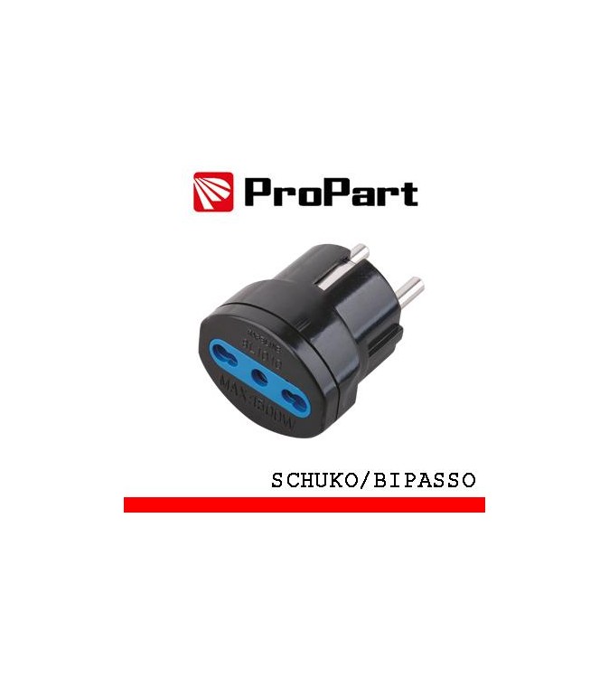 Adattatore bipasso spina schuko nero polybag