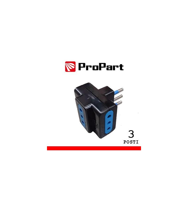 Adattatore triplo 3pos 10A spina10A polybag nero