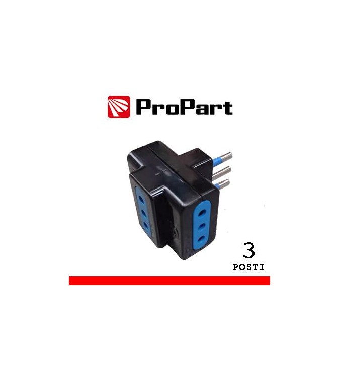 Adattatore triplo 3pos 10A spina10A polybag nero