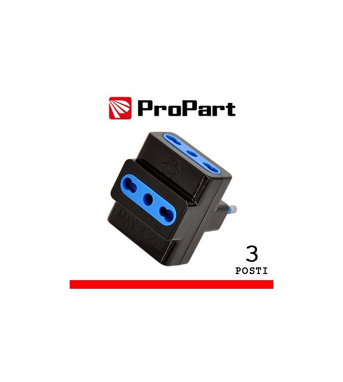 Adattatore triplo 3pos bipasso spina16A nero