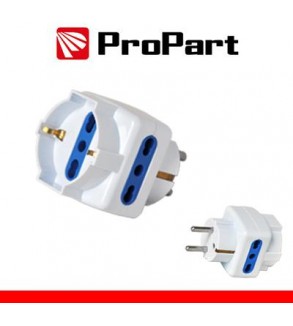 Adattatore triplo 3pos bipasso/schuko spina Schuko