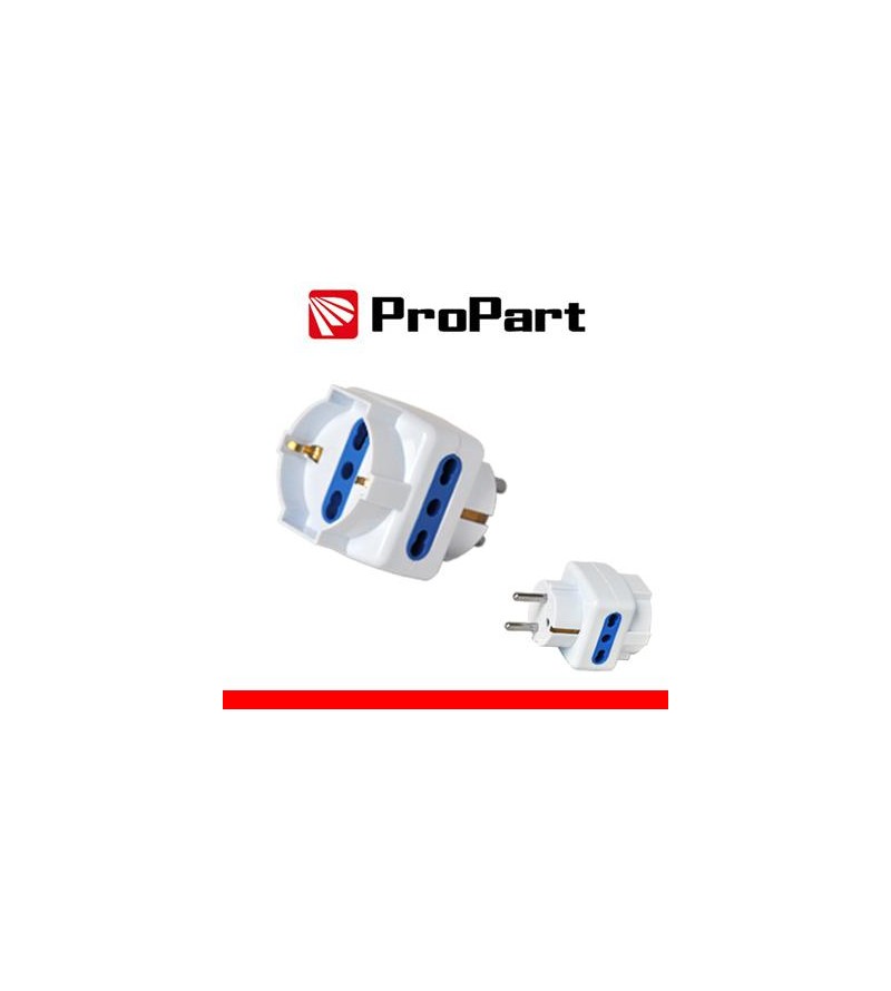 Adattatore triplo 3pos bipasso/schuko spina Schuko