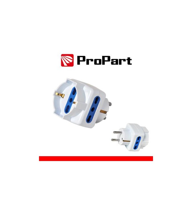 Adattatore triplo 3pos bipasso/schuko spina Schuko