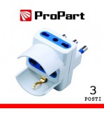 Adattatore triplo 3pos bipasso/schuko spina16A polybag
