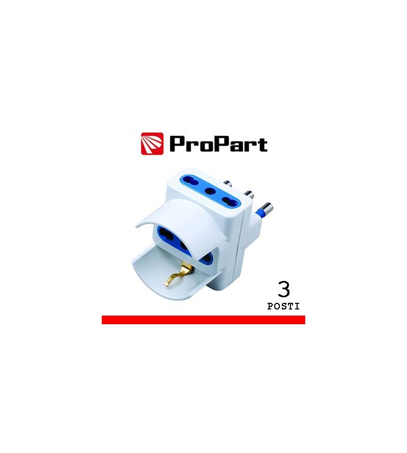 Adattatore triplo 3pos bipasso/schuko spina16A polybag