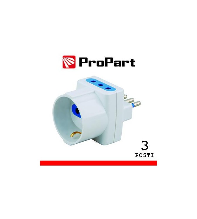 Adattatore triplo 3pos 10A/schuko spina10A polybag