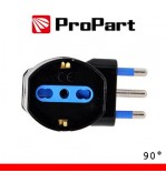 Adattatore schuko 90° spina16A salvaspazio nero