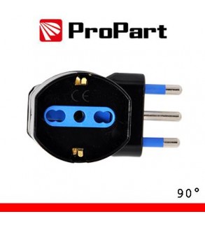 Adattatore schuko 90° spina16A salvaspazio nero