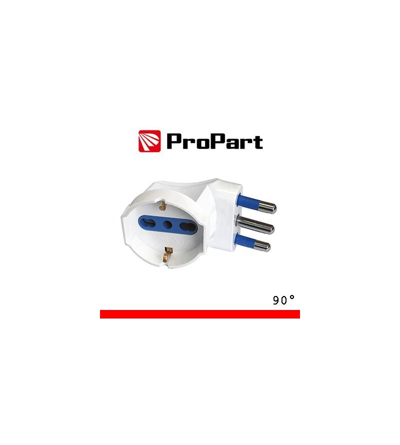 Adattatore schuko 90° spina16A salvaspazio