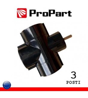 Adattatore triplo 3 pos Schuko spina Schuko 16A nero polybag