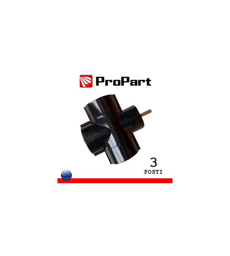 Adattatore triplo 3 pos Schuko spina Schuko 16A nero polybag