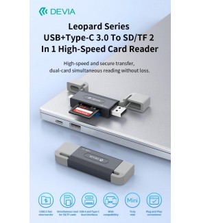 Lettore di schede SD/TF 2 in 1 ad alta velocità USB+TypeC 3.0 5Gpbs serie Leopar