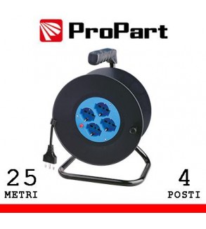 Avvolgicavo 4pos bipasso/schuko 25metri con protez. termica