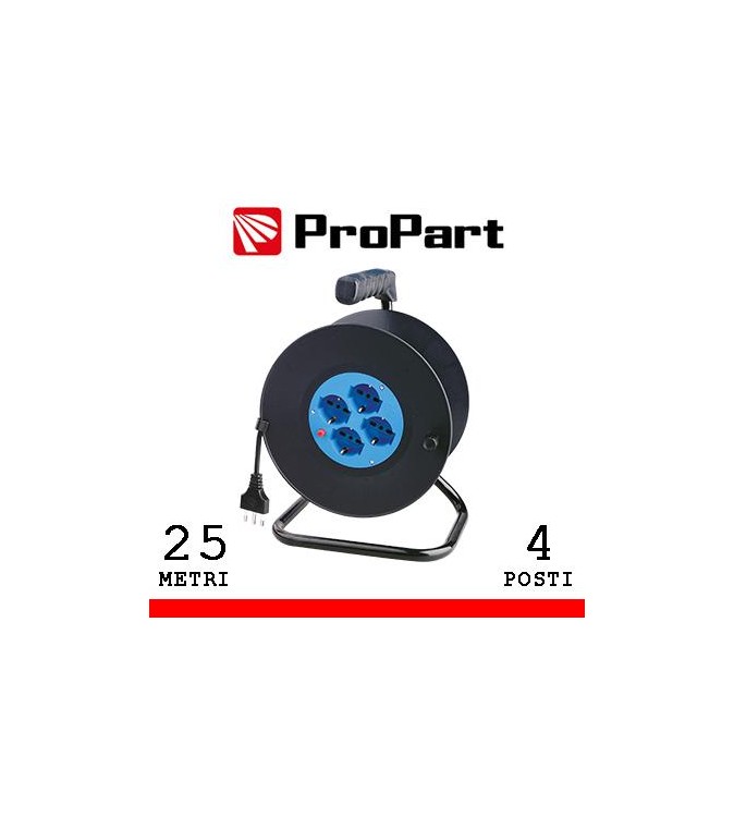Avvolgicavo 4pos bipasso/schuko 25metri con protez. termica