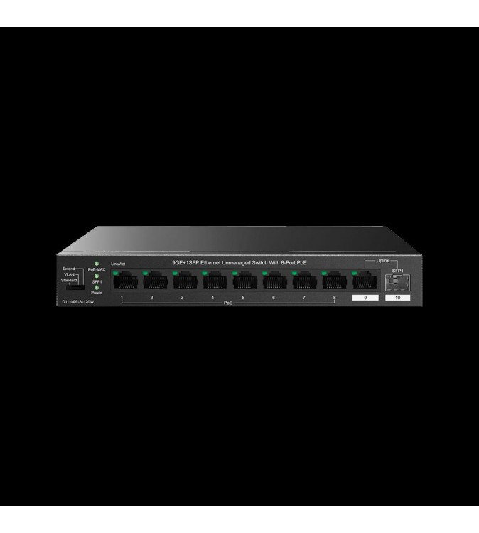 IP-COM Switch Gigabit PoE -10 porte(8 GE PoE + 1 GE + 1 SFP 1G) | G1110PF-8-120W