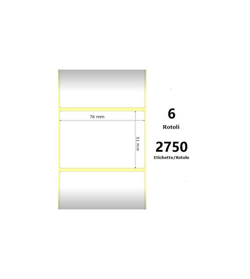 White 76x51mm, 2750 Et/Rotolo Z-2000D 3x2x3 Core,circonferenza 174mm