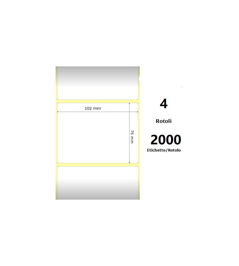 White 102x76mm, 2000 Et/Rotolo Z-1000D 4x3x 3 Core,circonferenza 178mm