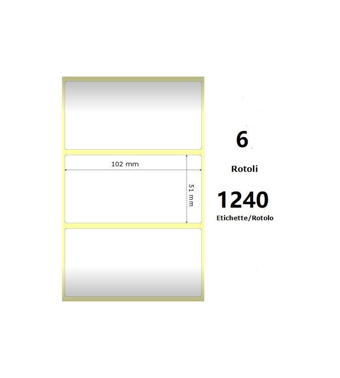 White 102x51mm, 1240 Et/Rotolo Z-2000D 4x2x 1 Core,circonferenza 106mm