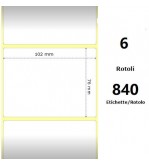 White 102x76mm, 840 Et/Rotolo Z-2000D 4x3x1 Core, 6 Rolls
