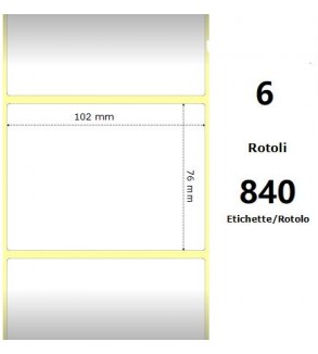 White 102x76mm, 840 Et/Rotolo Z-2000D 4x3x1 Core, 6 Rolls
