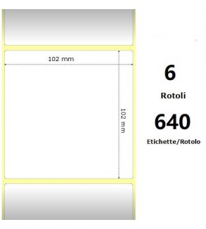 White 102x102mm, 640 Et/Rotolo Z-2000D 4x4x 1 Core,circonferenza 106mm