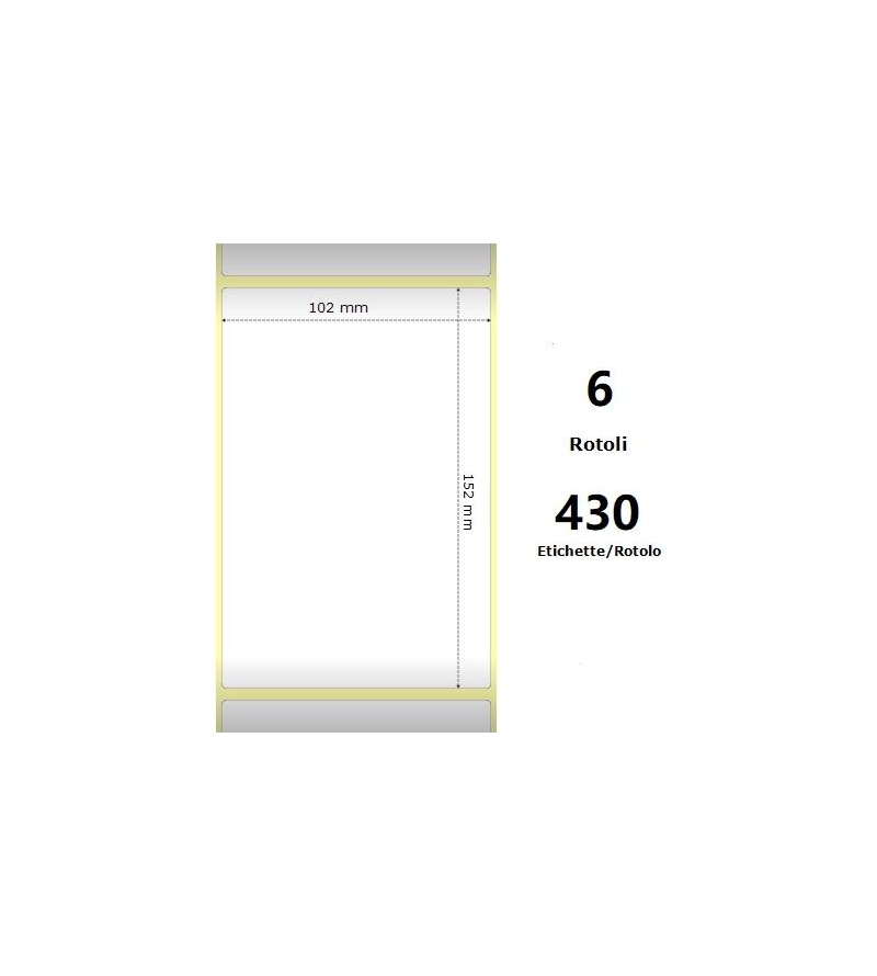 White 102x152mm, 430 Et/Rotolo Z-2000D 4x6x1 Core,circonferenza 106mm