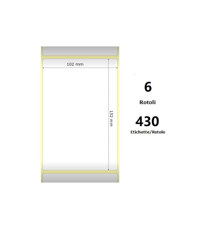 White 102x152mm, 430 Et/Rotolo Z-2000D 4x6x1 Core,circonferenza 106mm