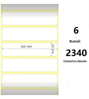 White 102x25mm,2340 Et/Rotolo Z-4000D, 4x1x1 Core, 6 Rolls