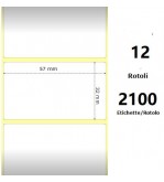 White 57x32mm, 2100Et/Rotolo Z-2000D 2.25x1.25x1Core,circonferenza 111mm