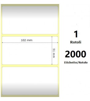 White 102x51mm, 2000 Et/Rotolo Z-2000D 4x2x3 Core, 1 Rolls