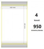 White 102x152mm,950 Et/Rotolo Z-2000D, 4x6x3 Core,circonferenza 173mm