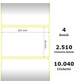 White 102x63.5mm,2510Et/Rotolo Z-1000D, 4x2.5x3Core ,4 Rolls