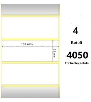 White 102x38mm,4050 Et/Rotolo Z-1000D, 4x1.5x3 Core, 4 Rolls