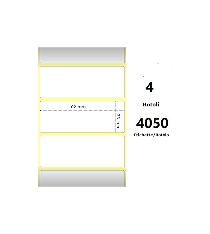 White 102x38mm,4050 Et/Rotolo Z-1000D, 4x1.5x3 Core, 4 Rolls
